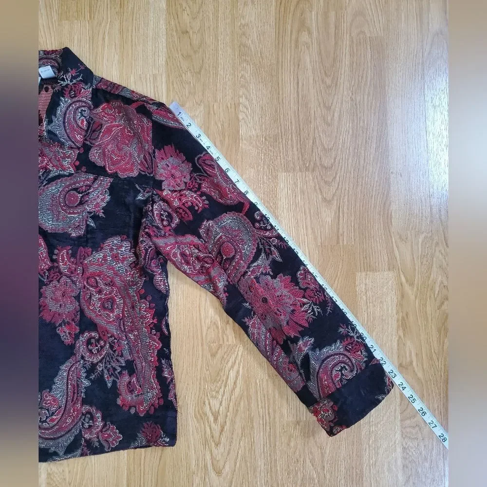 Chico's Paisley Floral Jacquard Blazer Sz Lg